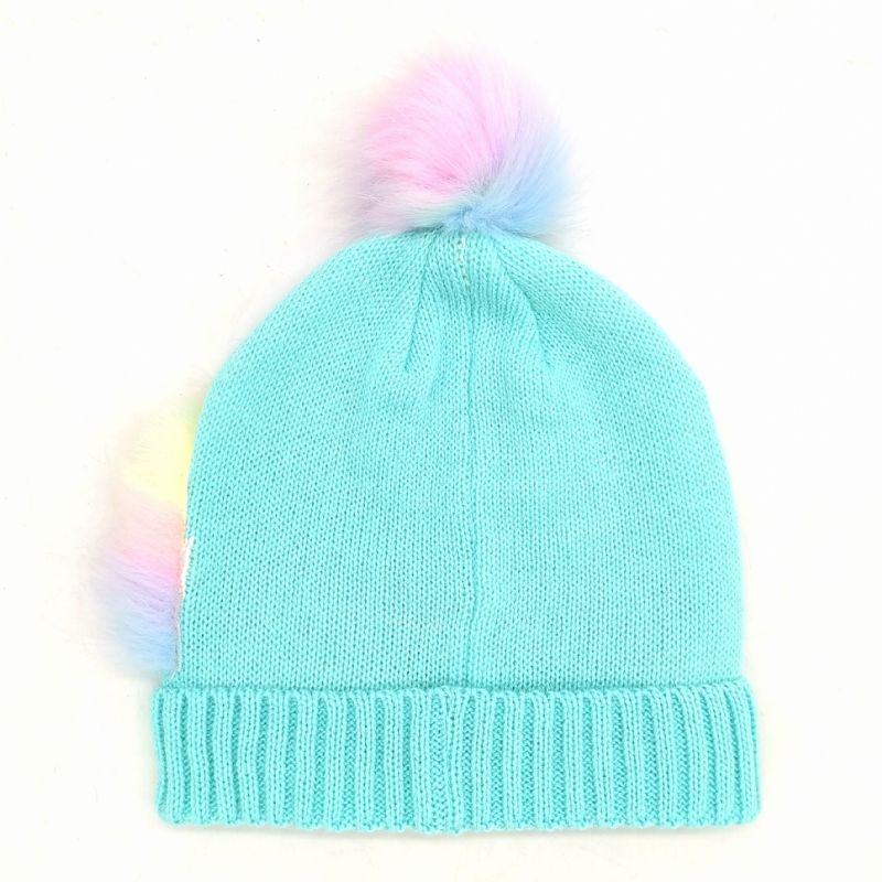 Barn Jenter Varm Cap Unicorn Strikket Lue Med Pom Pom Winter