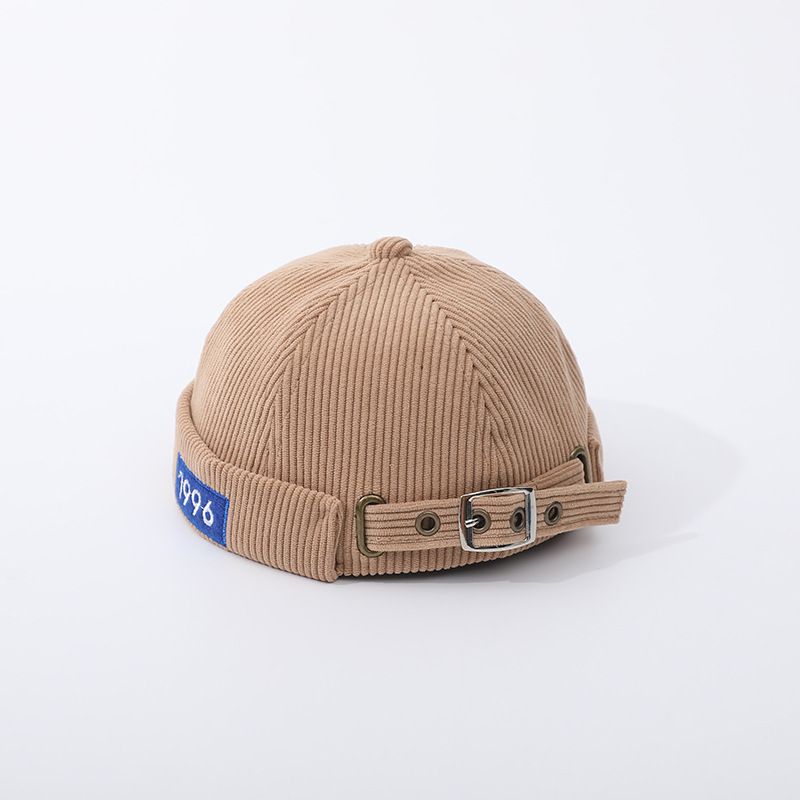 Høst Vinter Barn Corduroy Melon Cap Broderi Mote Retro Brimless Hat