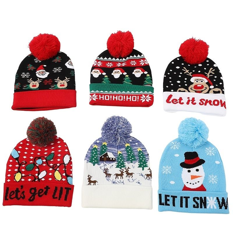 Julelue Strikk Fargerik Lue For Unisex Barn Vintersnø Juleferiefest Beanie Cap Gaver Flerfarget