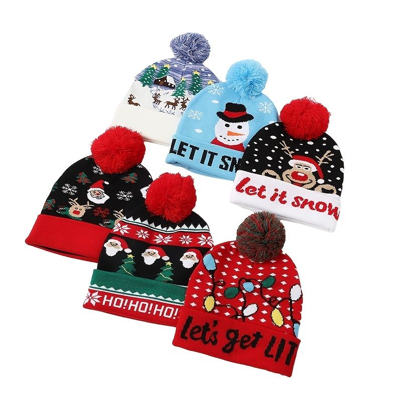 Julelue Strikk Fargerik Lue For Unisex Barn Vintersnø Juleferiefest Beanie Cap Gaver Flerfarget