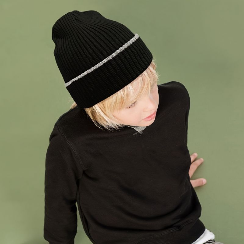 Kids Warm Beanie Cap Strikket Lue Høst Vinter Med Pom Pom