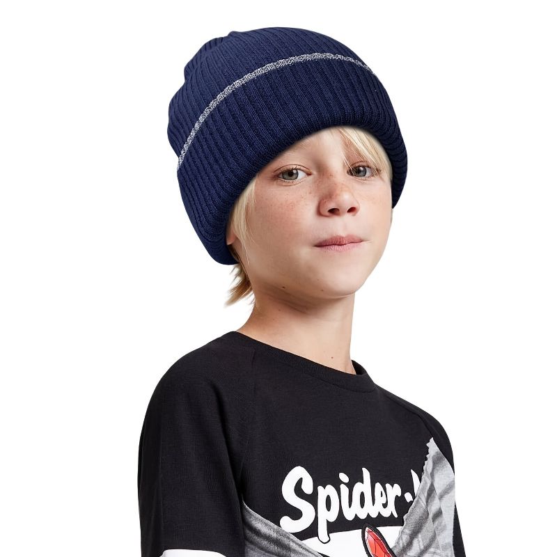 Kids Warm Beanie Cap Strikket Lue Høst Vinter Med Pom Pom