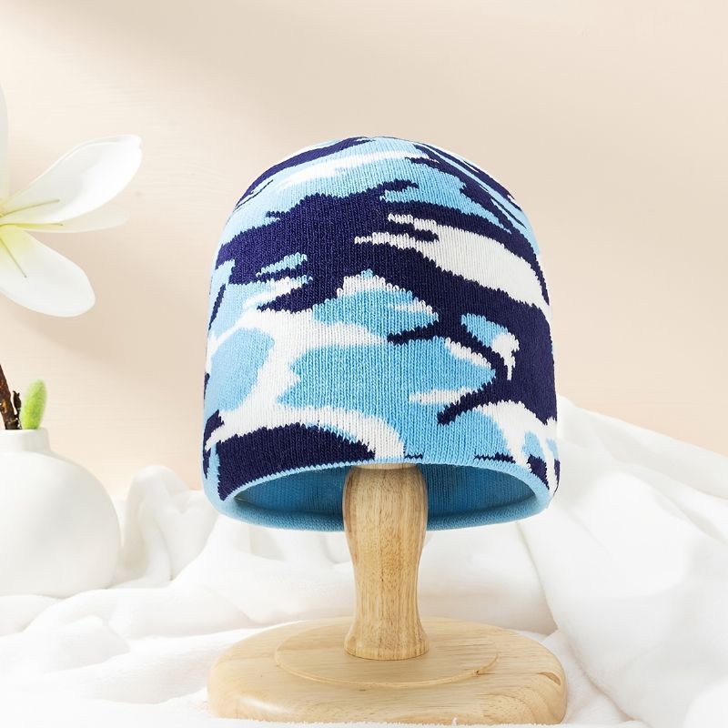 Kids Warm Beanie Strikket Lue Kamuflasjemønster Cap Vinter For Baby Gutter Jenter