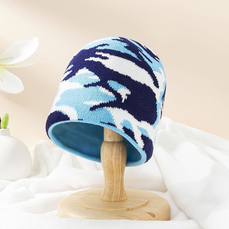 Kids Warm Beanie Strikket Lue Kamuflasjemønster Cap Vinter For Baby Gutter Jenter