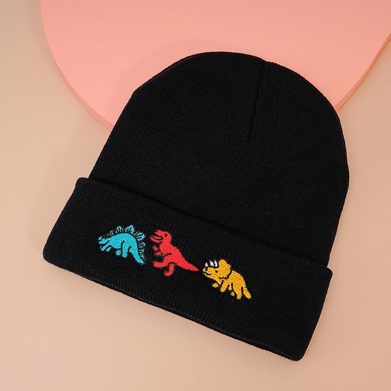 Småbarn Baby Dinosaur Broderi Beanie Strikket Lue Varm Vinter For Gutter Jenter