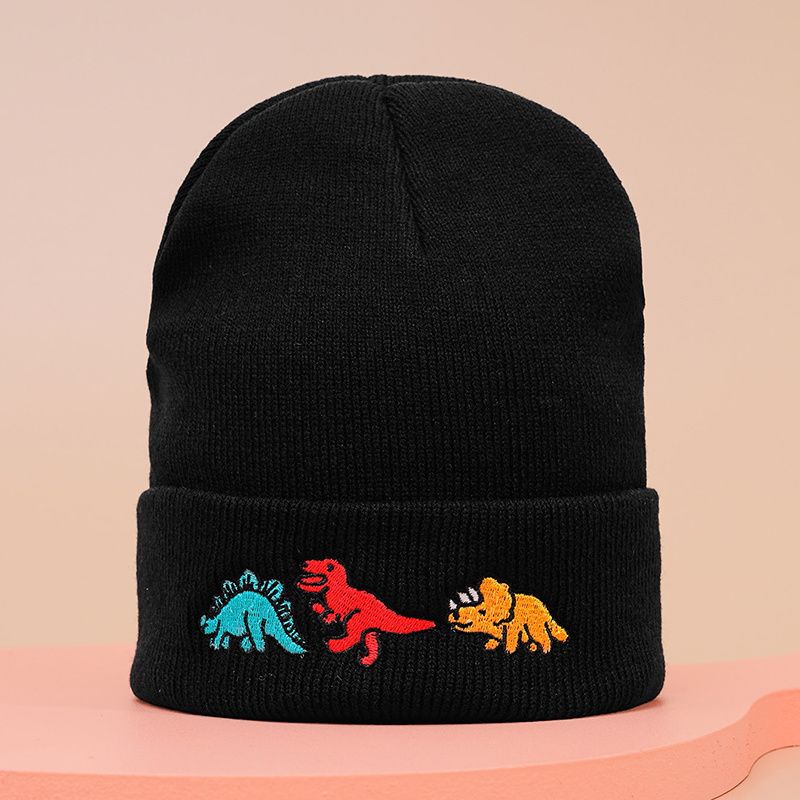 Småbarn Baby Dinosaur Broderi Beanie Strikket Lue Varm Vinter For Gutter Jenter