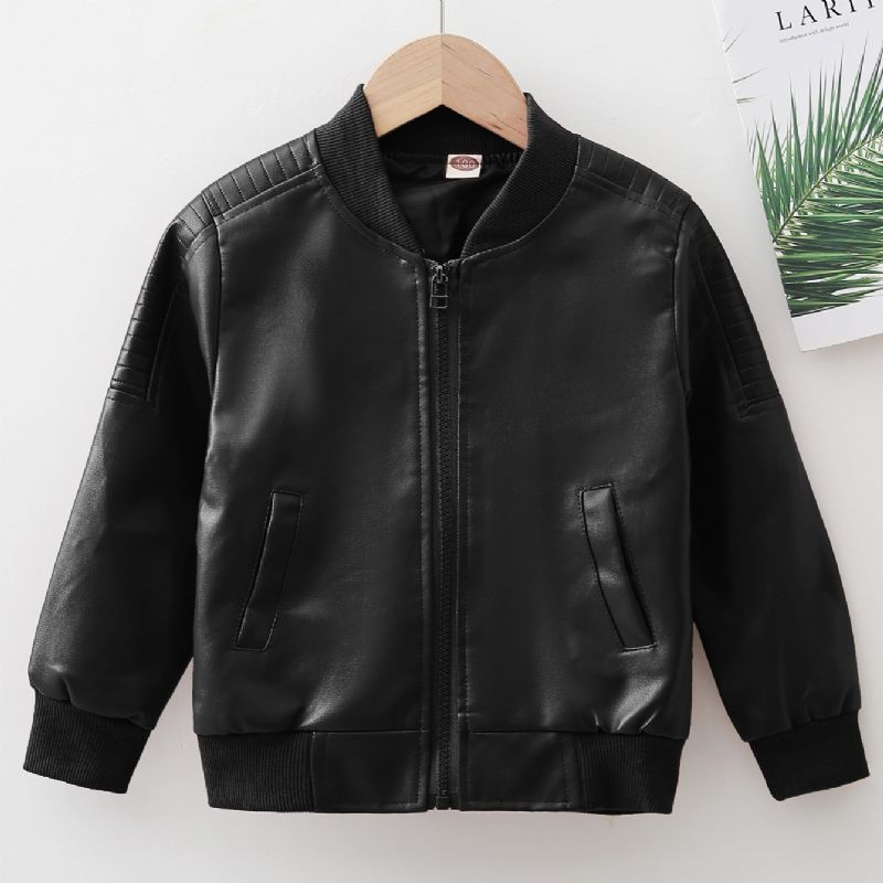 Guttens Moto Leather Jacket Gutter Fleece Polstret Zip Pocket Skinnjakke