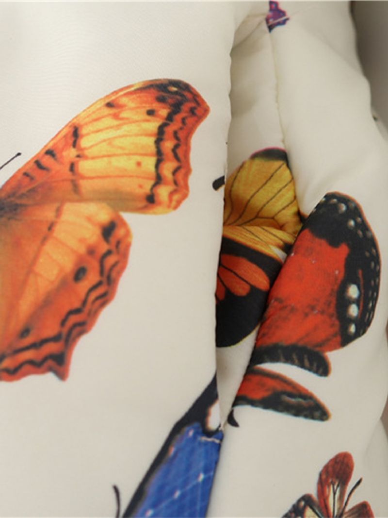 Jente Hette Bomullsjakke Butterfly Print Polstret Jakke