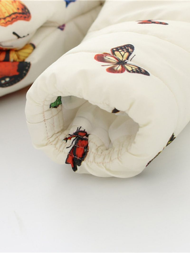 Jente Hette Bomullsjakke Butterfly Print Polstret Jakke