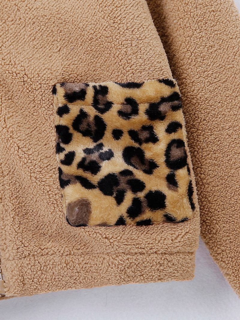 Langermet Plysjfrakk For Jenter Med Leopardmønster