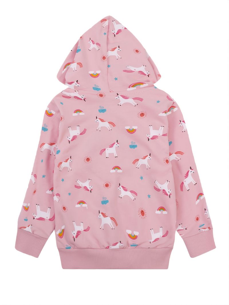 Popshion Toddler Jenter Rainbow Sun Unicorn Varm Hette Med Glidelås