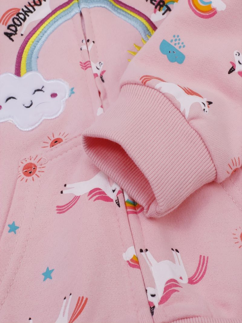 Popshion Toddler Jenter Rainbow Sun Unicorn Varm Hette Med Glidelås