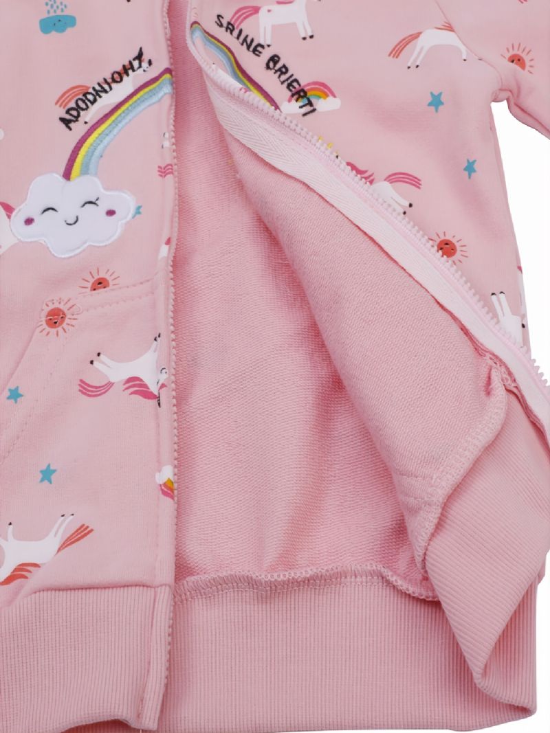 Popshion Toddler Jenter Rainbow Sun Unicorn Varm Hette Med Glidelås