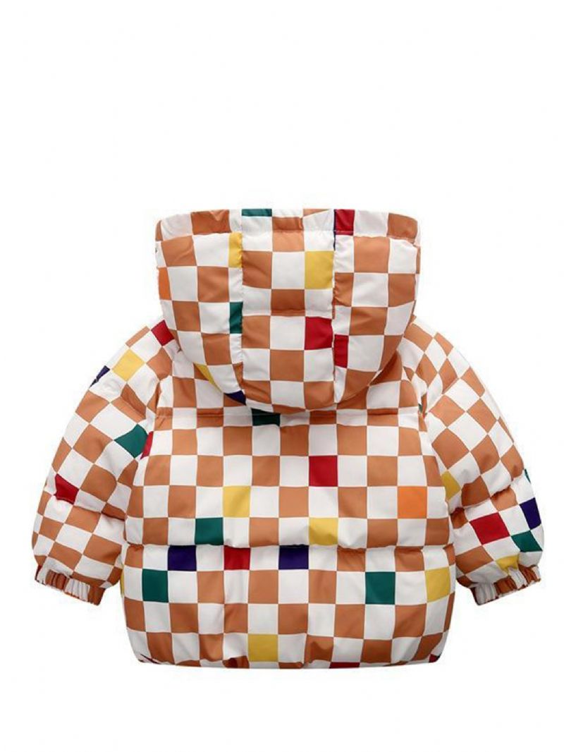 Småbarn Jenter Hette Langermet Fargerik Gingham Coat