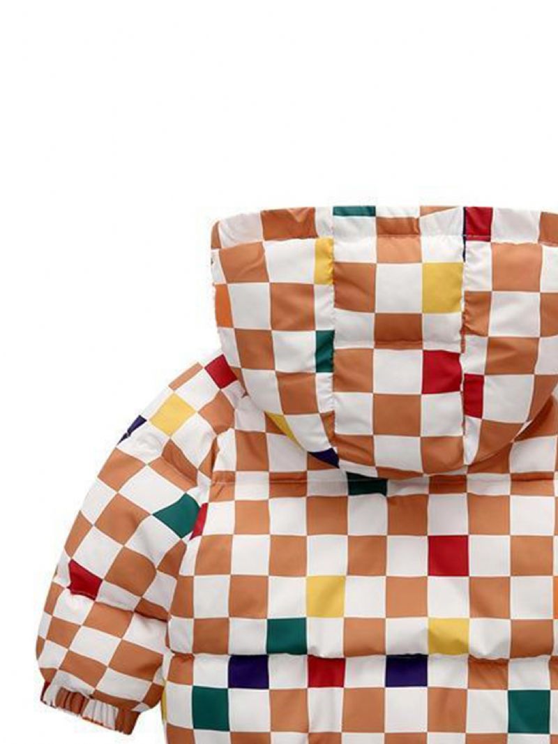 Småbarn Jenter Hette Langermet Fargerik Gingham Coat