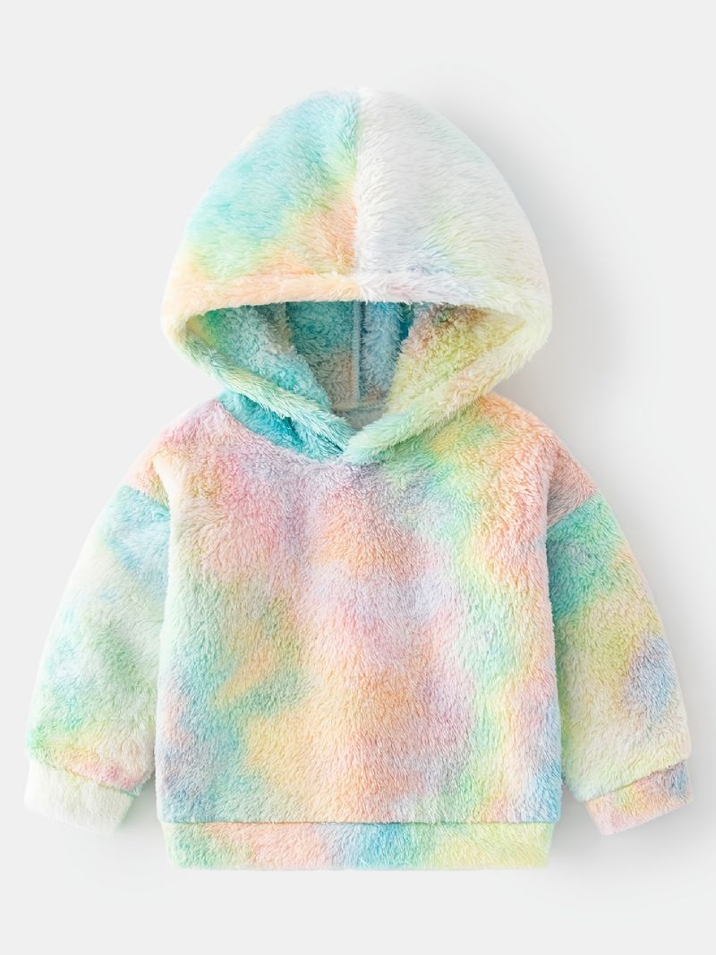 2 Stk Baby Plysj Hettegenser Tie Dye Langermet Genser Og Buksesett Gutter Jenter Barneklær