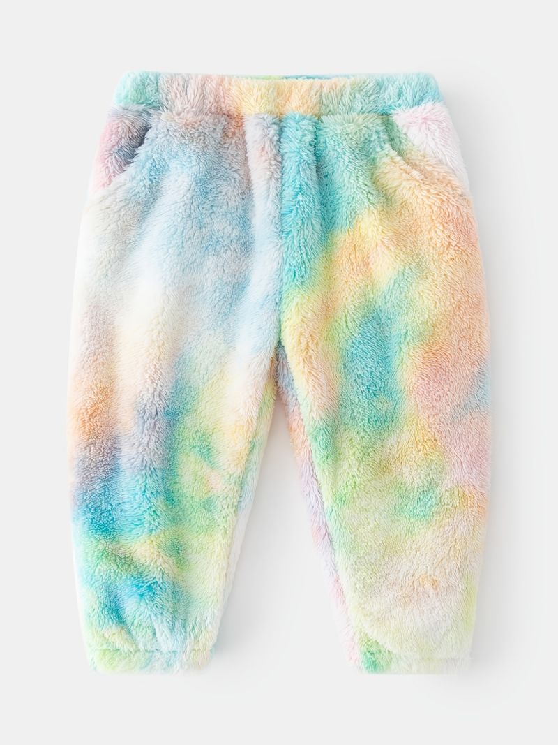 2 Stk Baby Plysj Hettegenser Tie Dye Langermet Genser Og Buksesett Gutter Jenter Barneklær