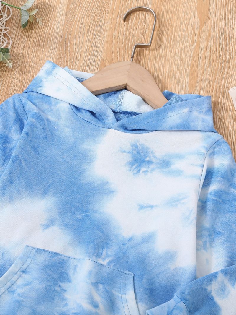 2 Stk Gutter Barn Mote Casual Tie Dye Hettegenser Buksesett