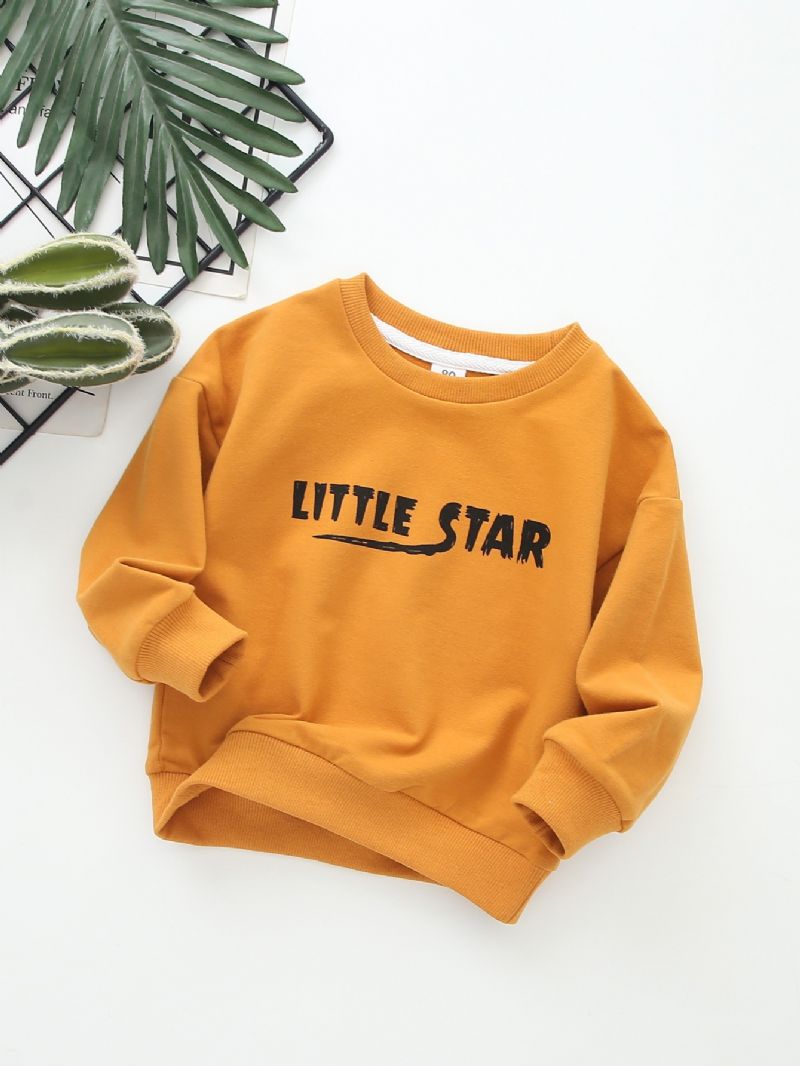 Baby Guttens' Letter Little Star Trykt Langermet Genser Med Rund Hals