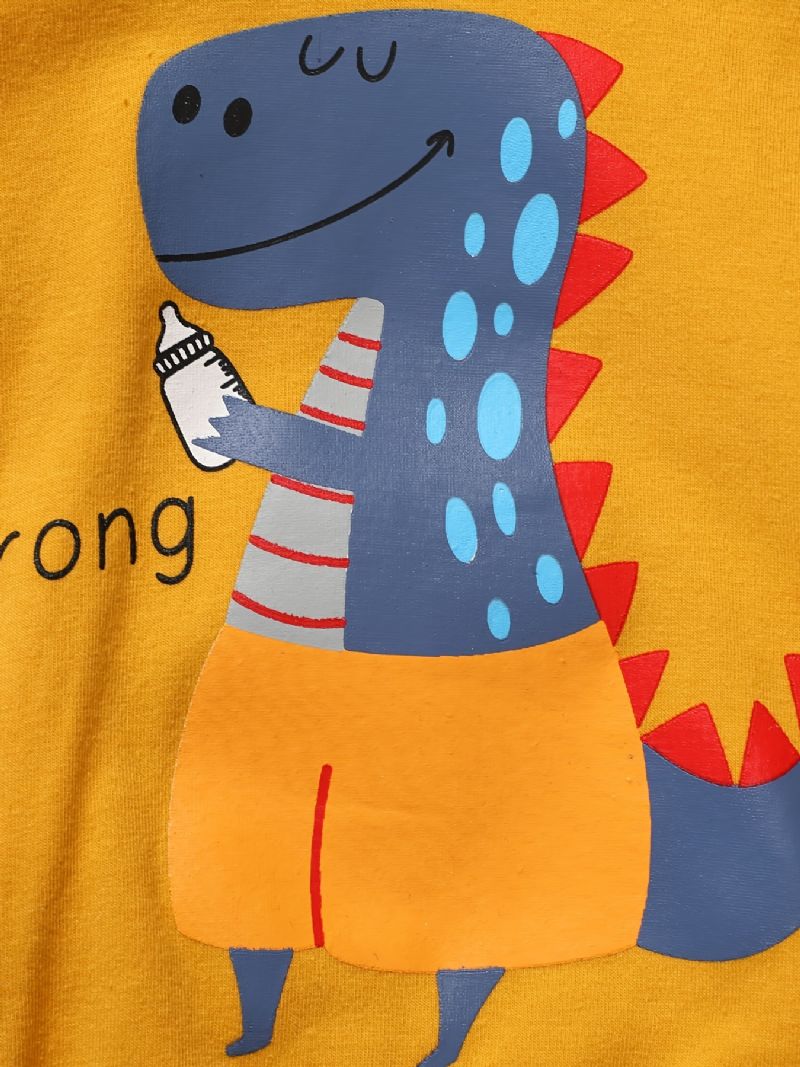 Baby Gutter Dinosaur Print Langermet Hettegenser Sweatshirt & Bukser Set