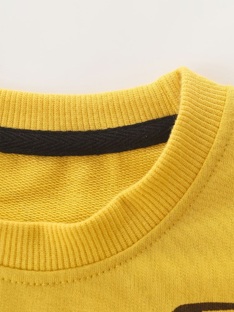 Baby Gutter Pullover Søt Tegneseriebiltrykk Med Rund Hals Langermet Sweatshirt Overdeler Barneklær