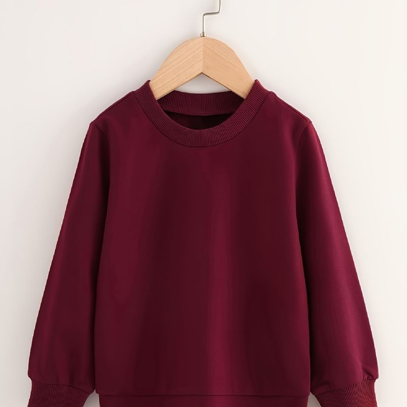 Baby Jenter Crew Neck Solid Sweatshirt For Høst Og Vinter Ny