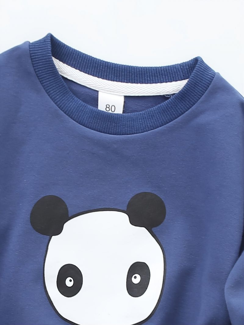 Barn Gutter Jenter Print Panda Rundhals Langermet Sweatshirt Høst Vinter