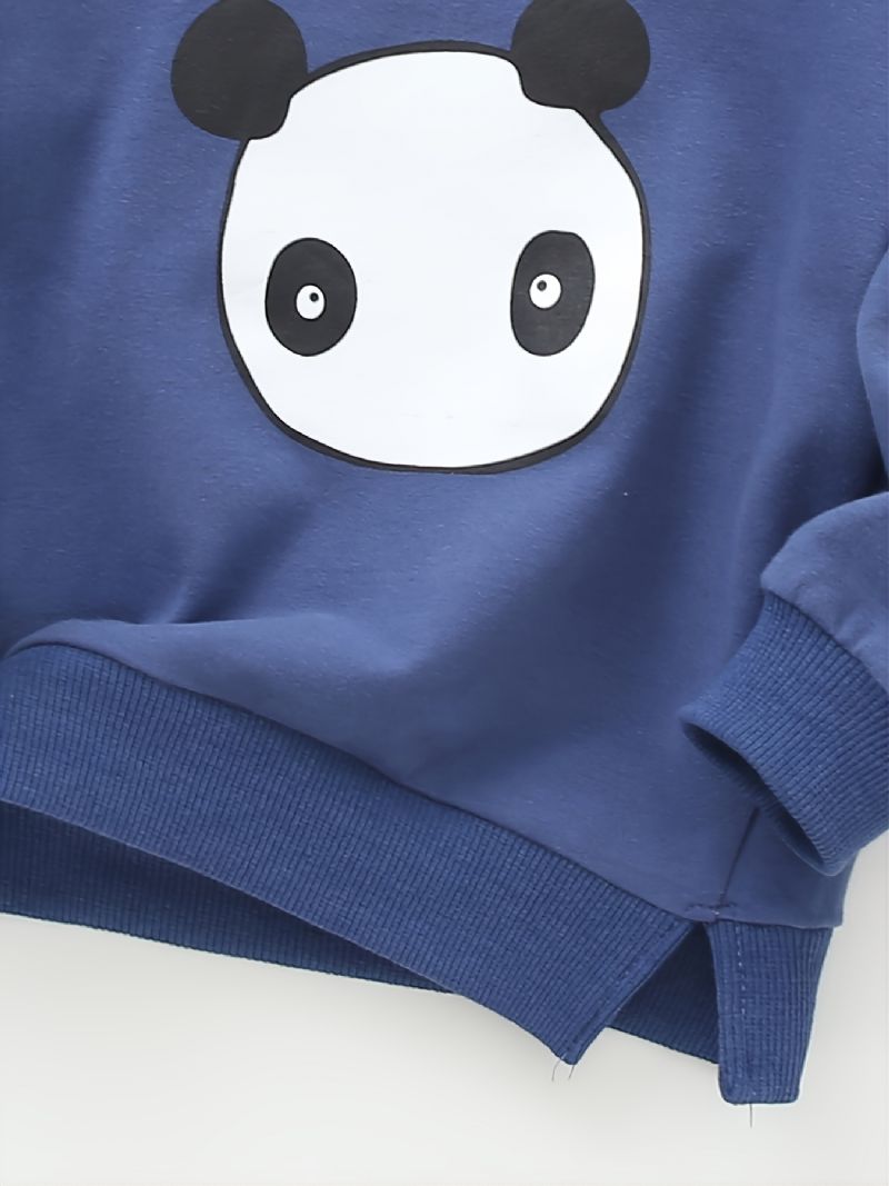 Barn Gutter Jenter Print Panda Rundhals Langermet Sweatshirt Høst Vinter