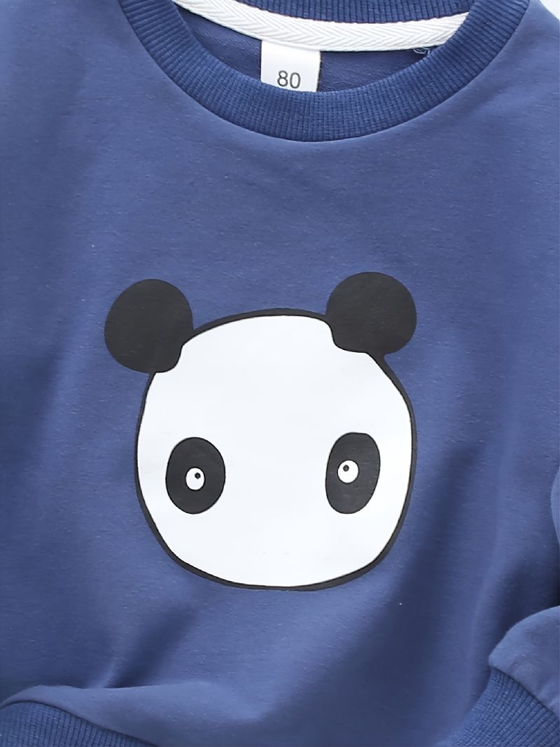 Barn Gutter Jenter Print Panda Rundhals Langermet Sweatshirt Høst Vinter