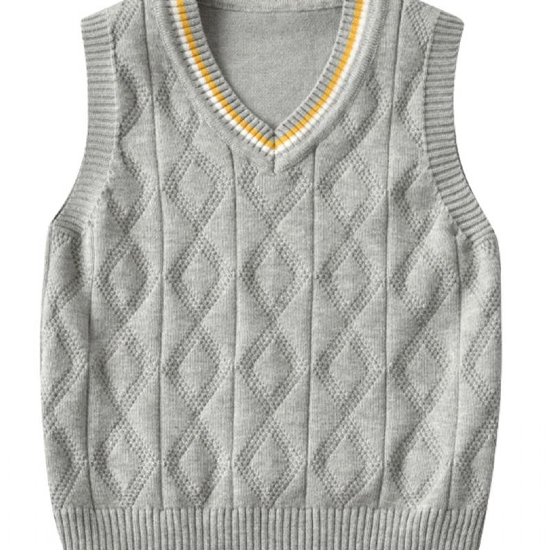 Barnegenser Vest College Style Gutter Strikket Pullover