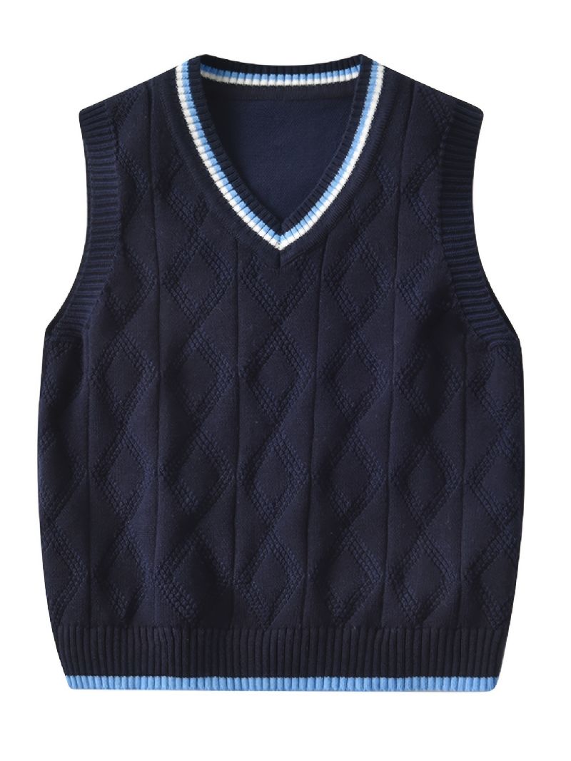 Barnegenser Vest College Style Gutter Strikket Pullover