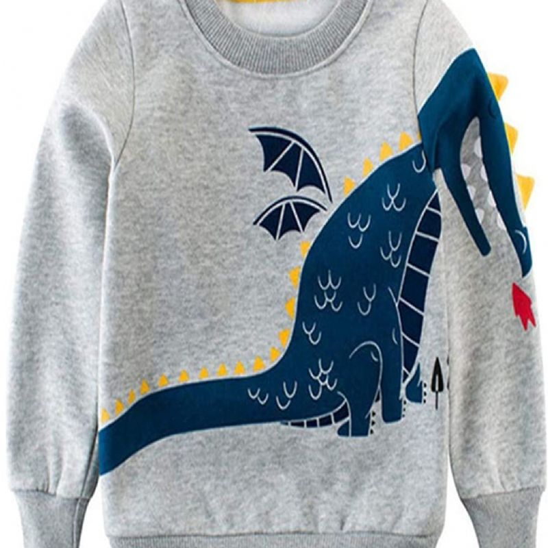 Gutter Dinosaur Print Langermet Crew Neck Sweatshirt Barneklær