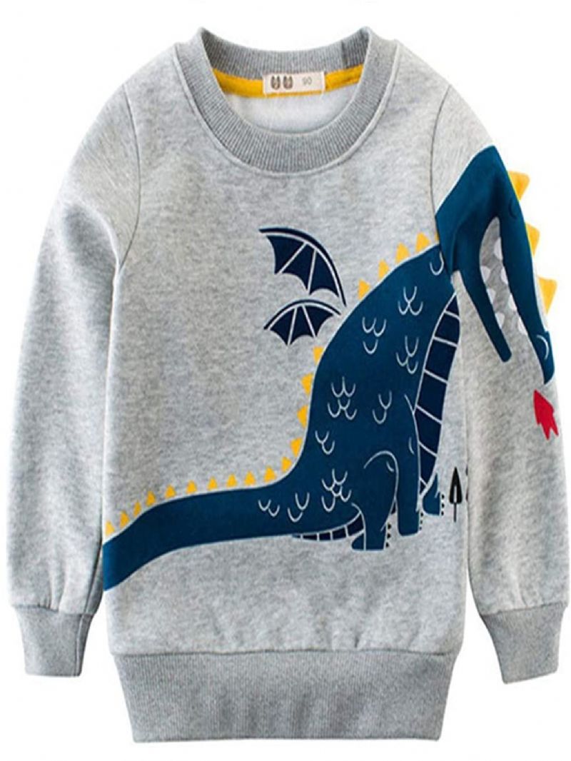 Gutter Dinosaur Print Langermet Crew Neck Sweatshirt Barneklær