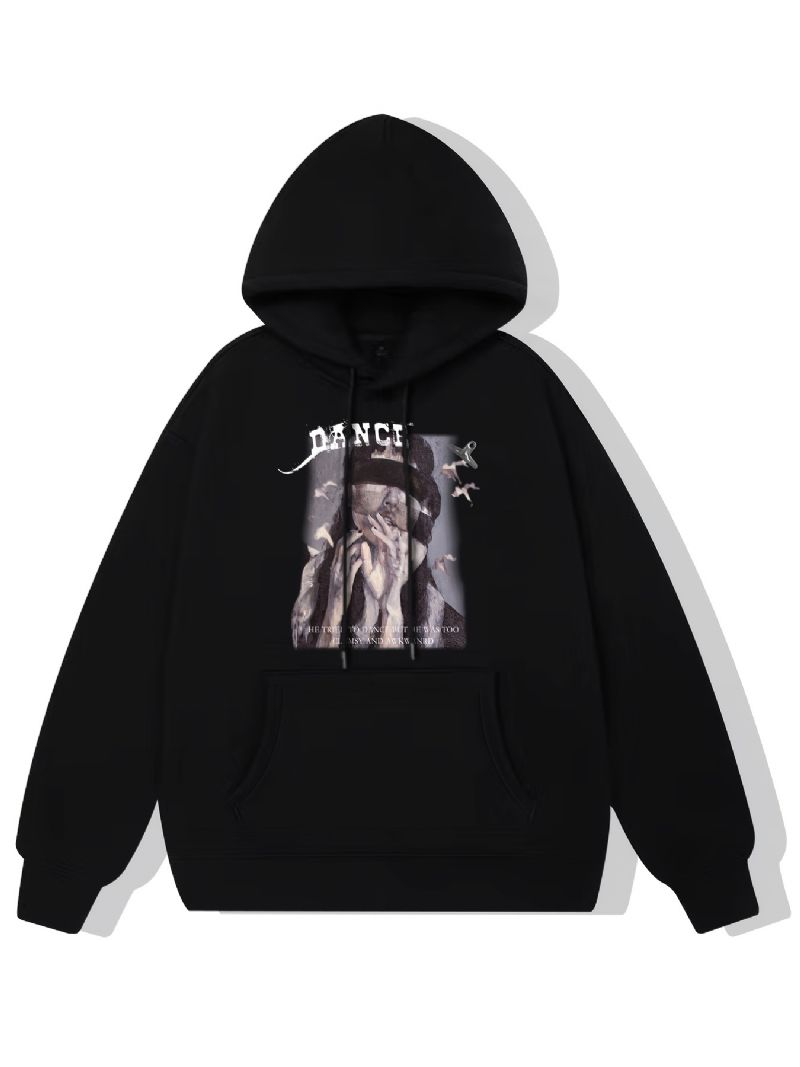 Dance Jent Print Hettegenser Fleece Pullover Snøring Kangaroo Pocket Active Sweatshirt Med Hette Unisex Genser