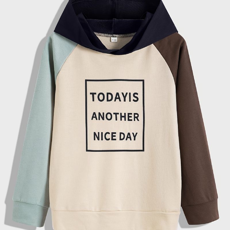 Guttens Letter Colorblock Hoodie Sweatshirt Høst Vinter