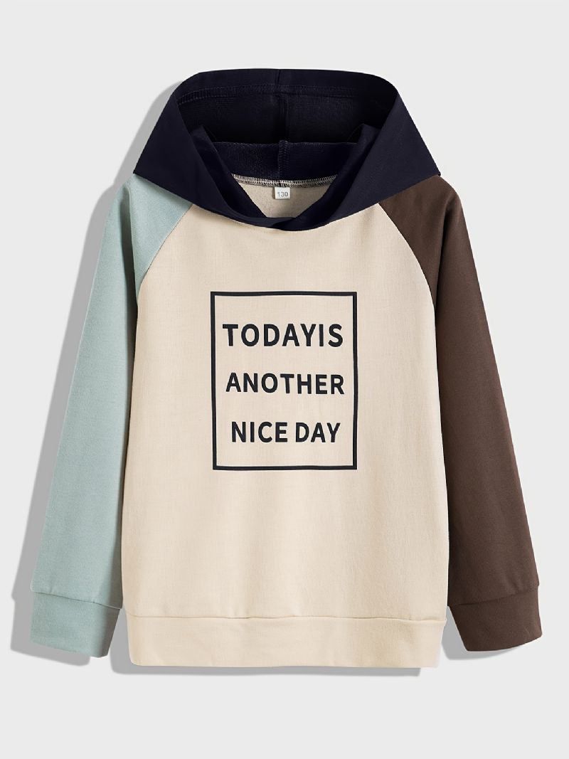 Guttens Letter Colorblock Hoodie Sweatshirt Høst Vinter