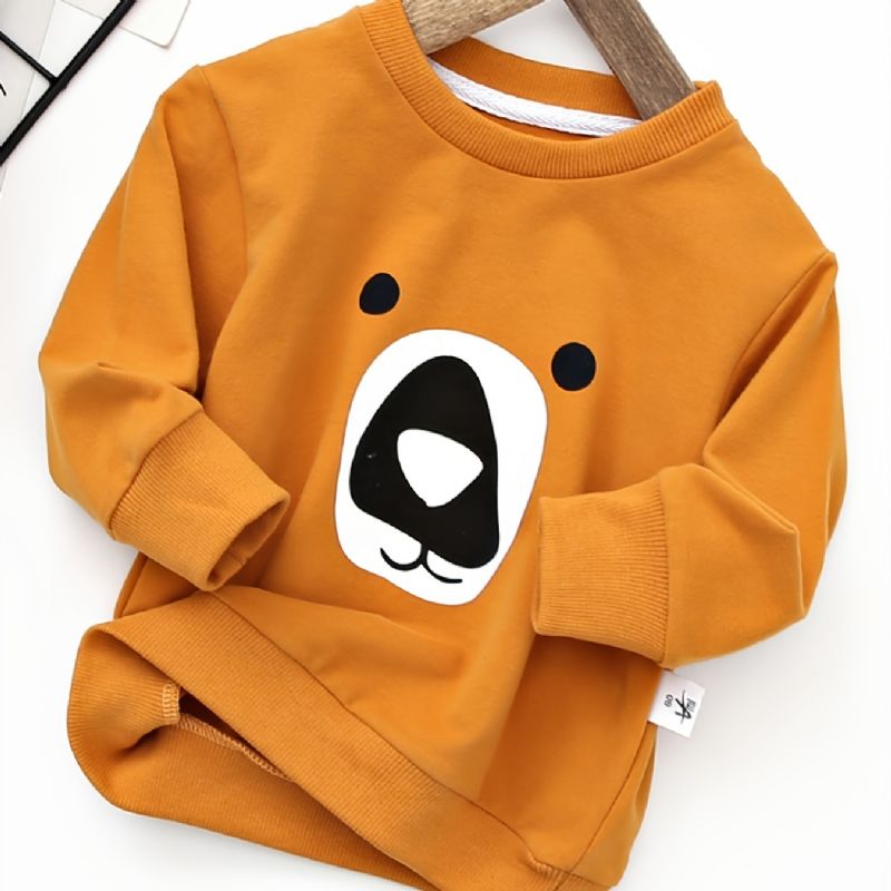 Gutter Bear Print Rundhals Langermet Sweatshirt Høst Vinter