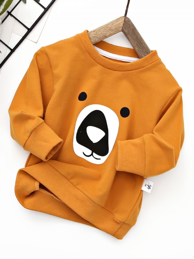 Gutter Bear Print Rundhals Langermet Sweatshirt Høst Vinter