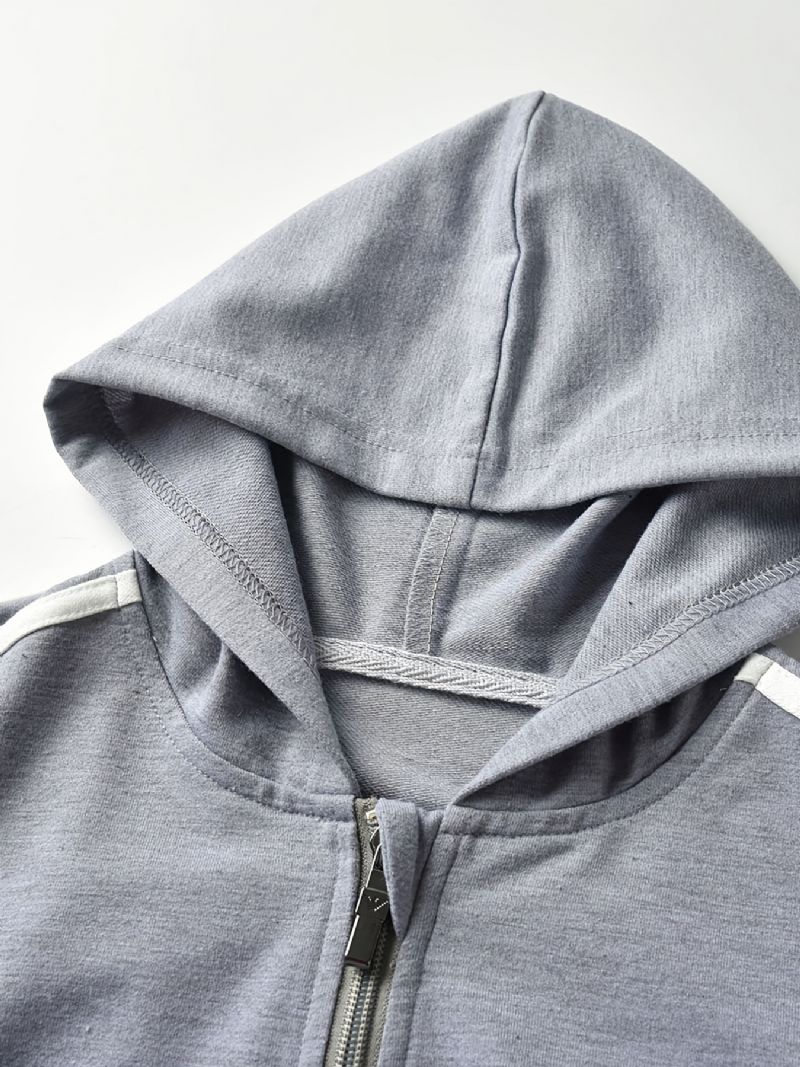 Gutter Casual Solgt Zip Up Hettegenser Langermet Med Lomme