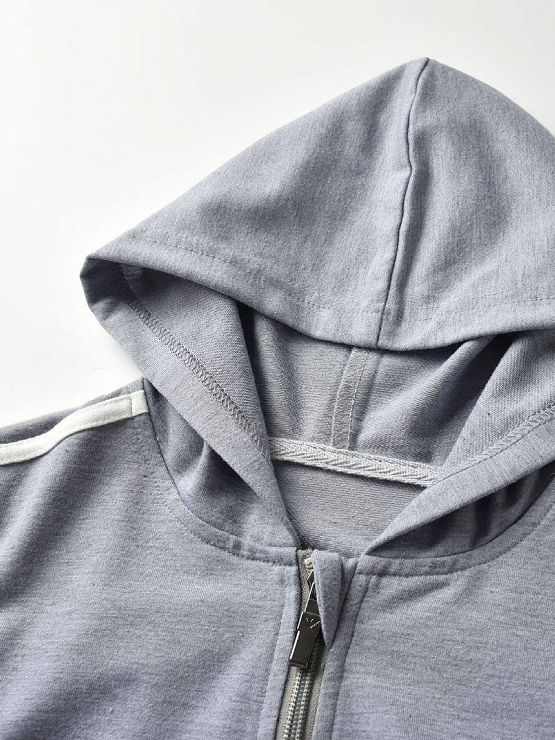 Gutter Casual Solgt Zip Up Hettegenser Langermet Med Lomme