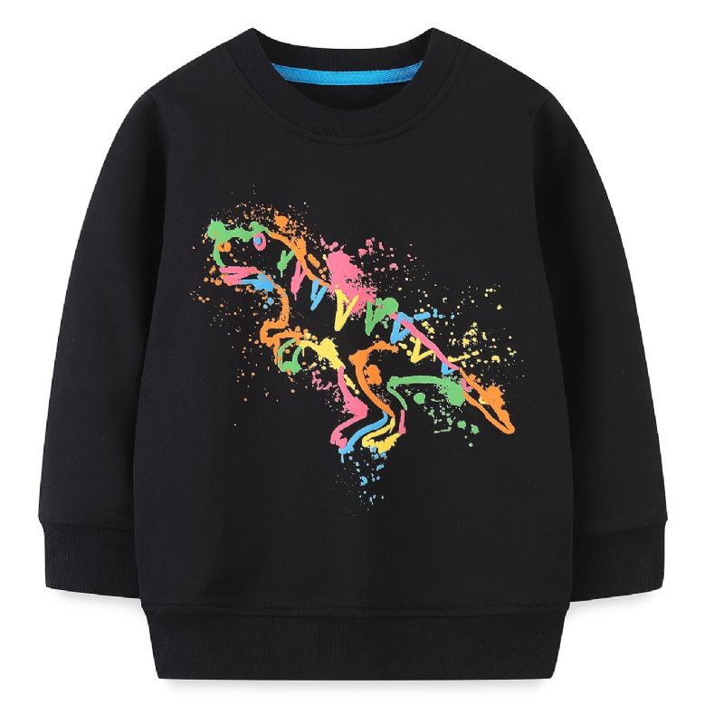 Gutter Dinosaur Print Pullover Rundhals Langermet Sweatshirt