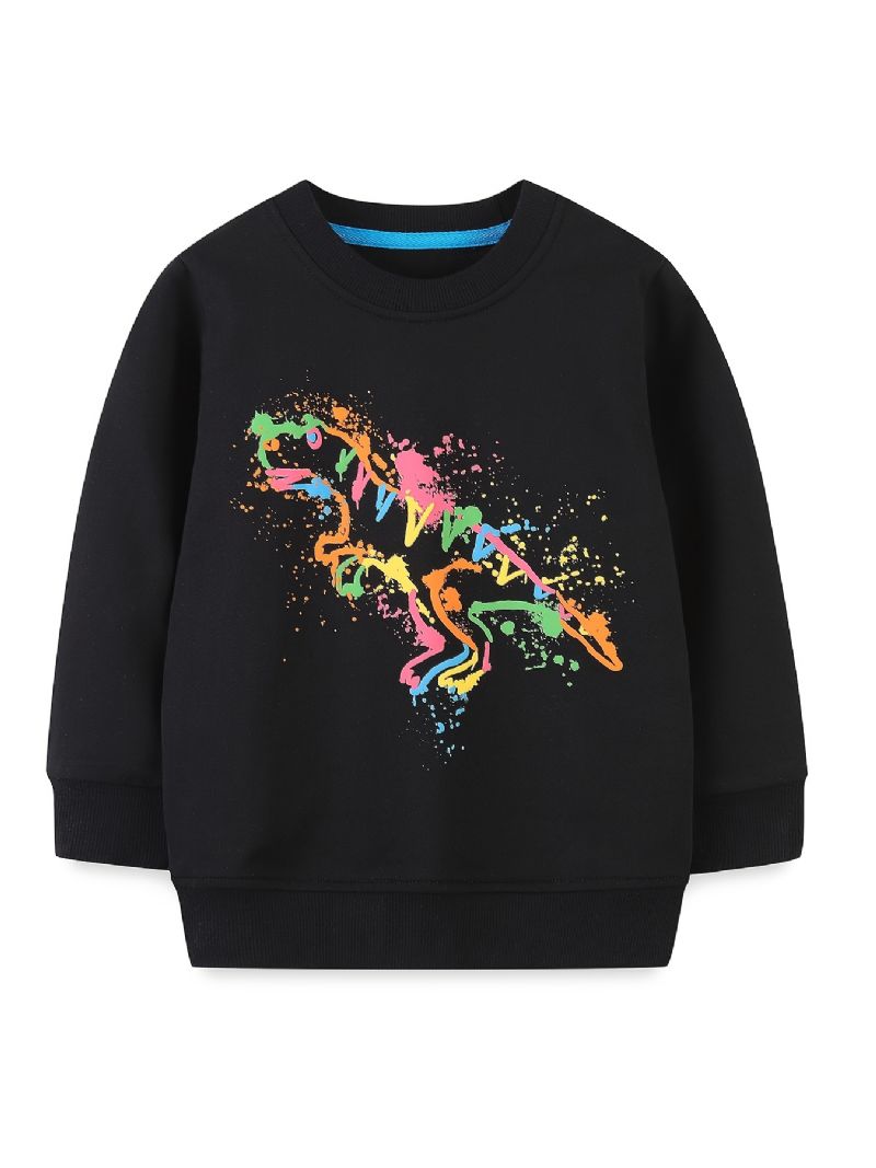 Gutter Dinosaur Print Pullover Rundhals Langermet Sweatshirt