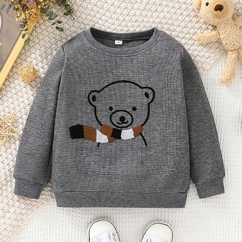 Gutter Langermet Pullover Bear Print Sweatshirt Barneklær