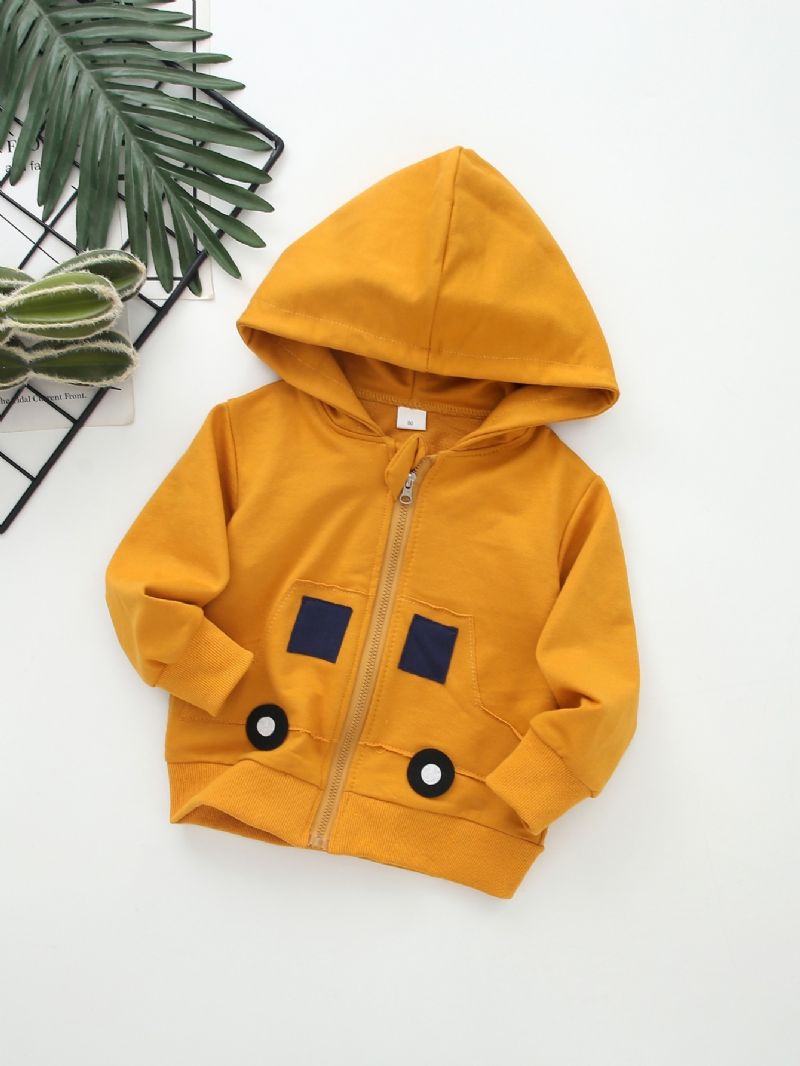 Gutter Patch Car Print Zip Jacket Winter Warm Hettegenser