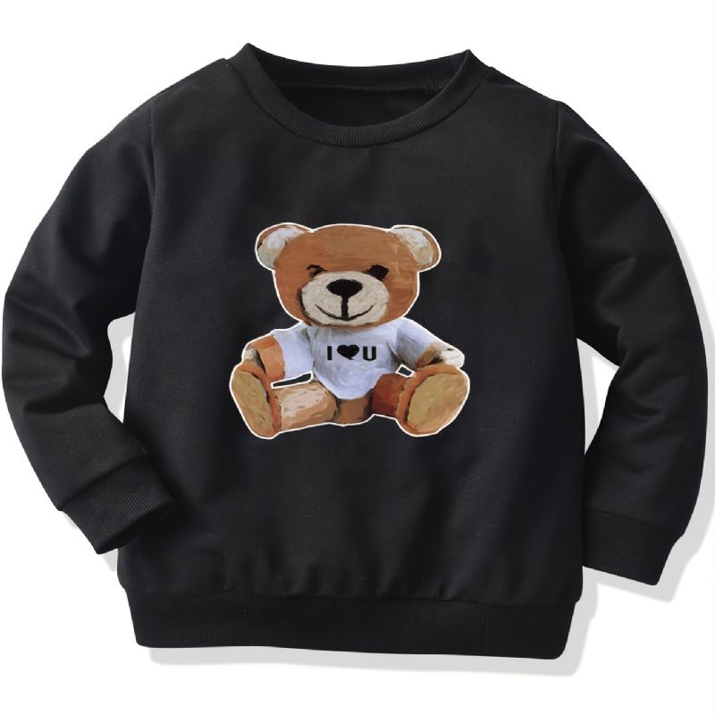 Høst Vinter Gutter 'casual Bear Print Crew Neck Sweatshirt