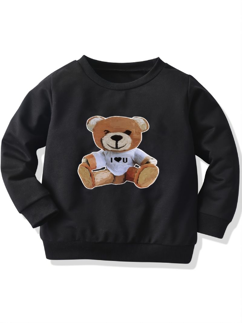 Høst Vinter Gutter 'casual Bear Print Crew Neck Sweatshirt