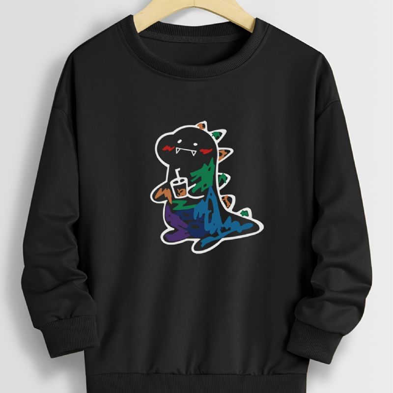 Høst Vinter Gutter 'casual Dinosaur Print Crew Neck Sweatshirt