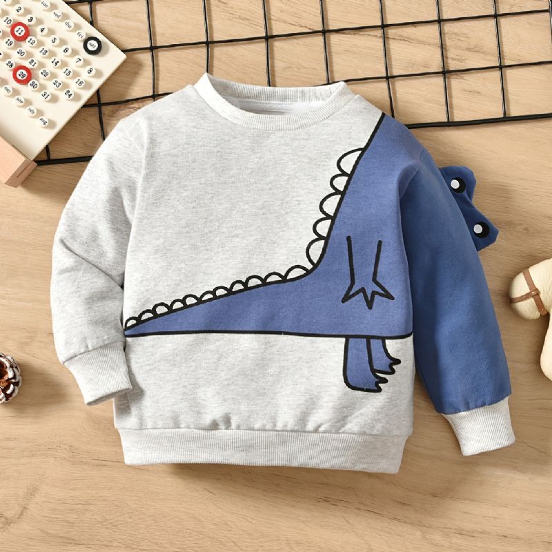 Høst Vinter Gutter Dinosaur Trykt Crew Neck Casual Sweatshirt