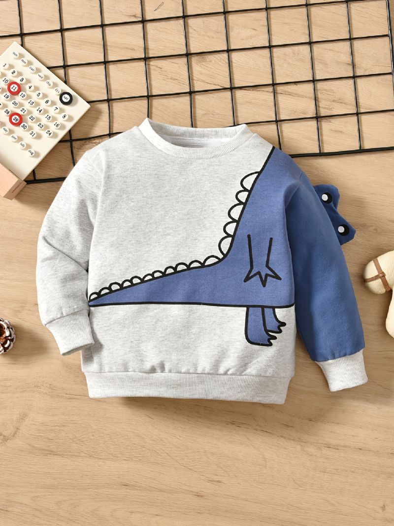 Høst Vinter Gutter Dinosaur Trykt Crew Neck Casual Sweatshirt