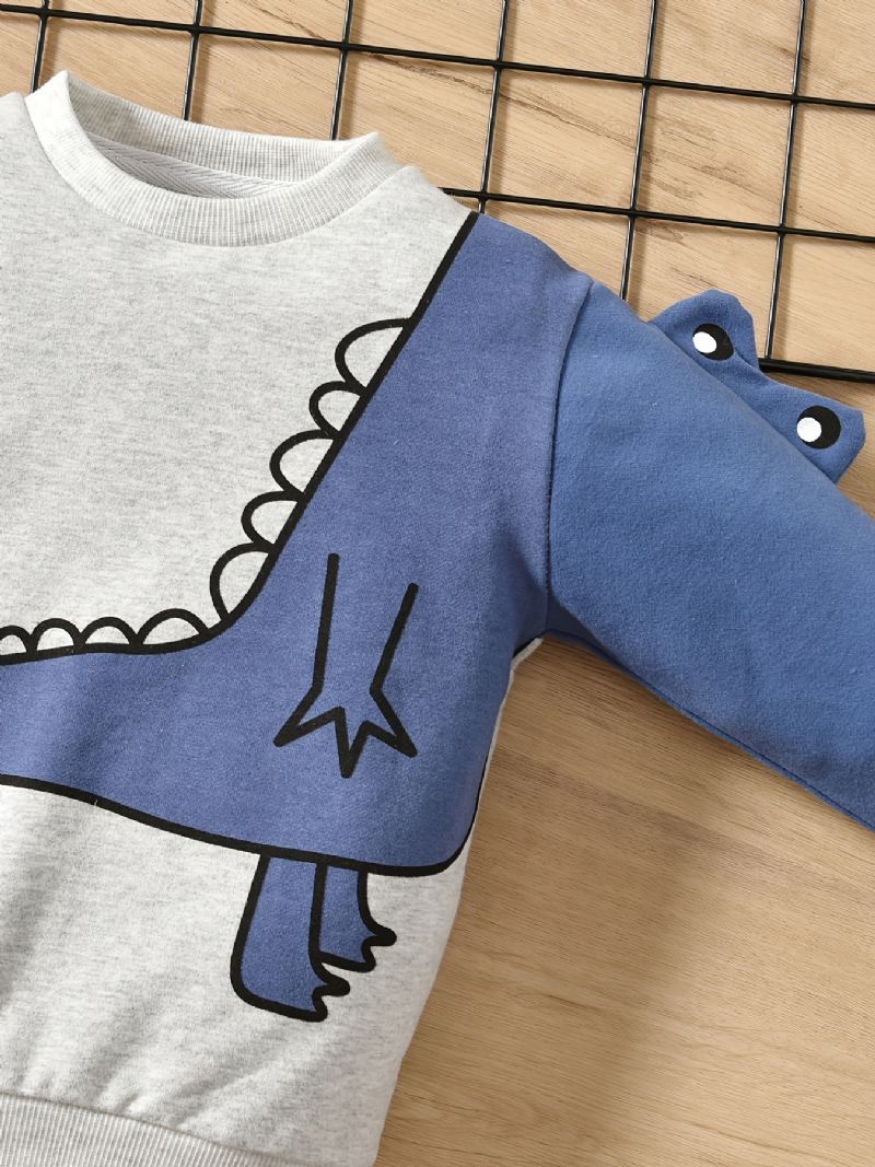 Høst Vinter Gutter Dinosaur Trykt Crew Neck Casual Sweatshirt